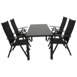 Garnitur 5-teilig, Aluminium, Kunstgewebe schwarz