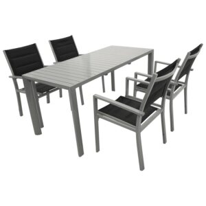 Garnitur 5-teilig, Aluminium, Kunstgewebe schwarz
