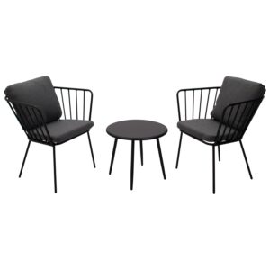 Sitzgruppe 3-teilig, Stahl anthrazit, mit Polstern