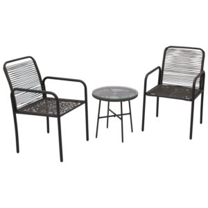 Sitzgruppe 3-teilig, Stahl anthrazit mit Rope-Optik