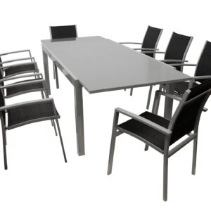 Garnitur 9-teilig, Aluminium, Kunstgewebe schwarz