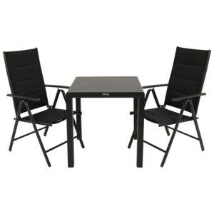 Garnitur 3-teilig, Aluminium, Kunstgewebe, Tischplatte Alu