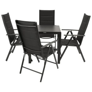 Garnitur 5-teilig, Aluminium, Kunstgewebe, Tischplatte Alu